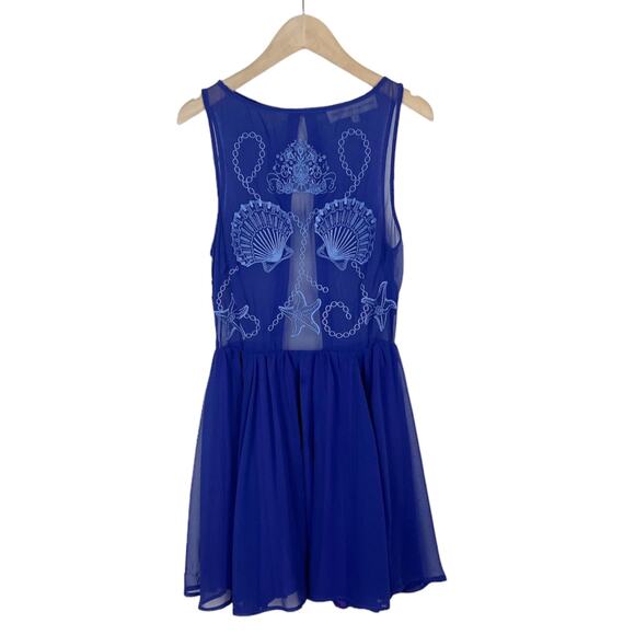 Blessed Are The Meek Revolve Ethereal Embroidered Mini Dress in Blue Size 0 XXS - Picture 3 of 12